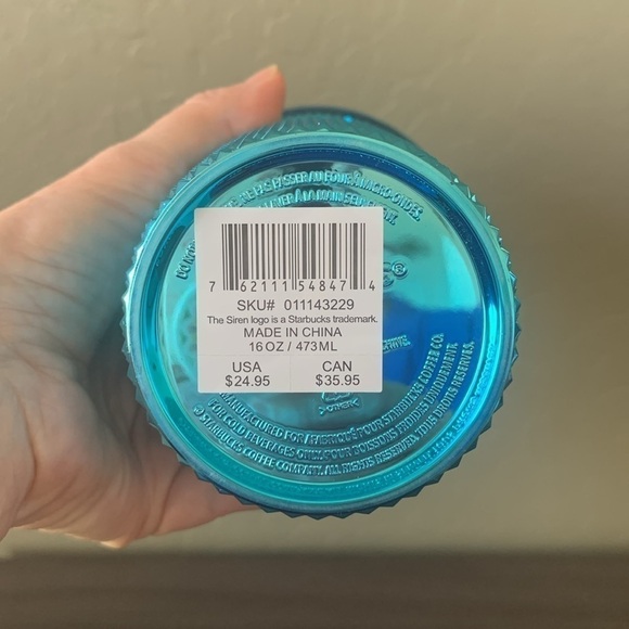 Starbucks Blue Chrome Teal Studded 16 Ounce Travel Straw Cup NWT - Picture 5 of 6